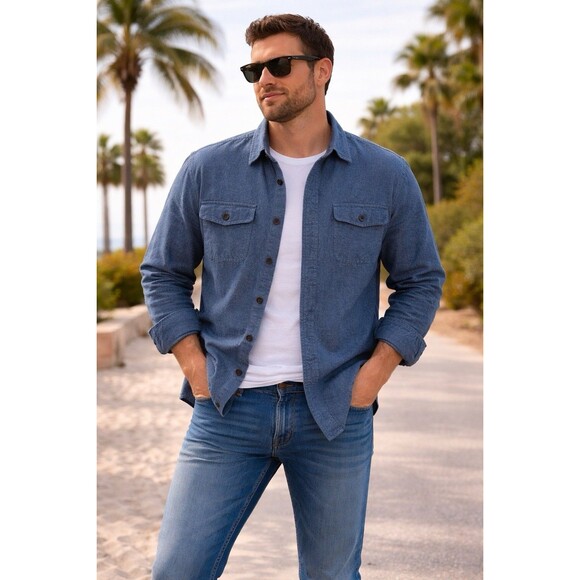 Grizzly Mountain Other - Grizzly Mountain Long Sleeve Button Front Shirt – Blue – Men’s L